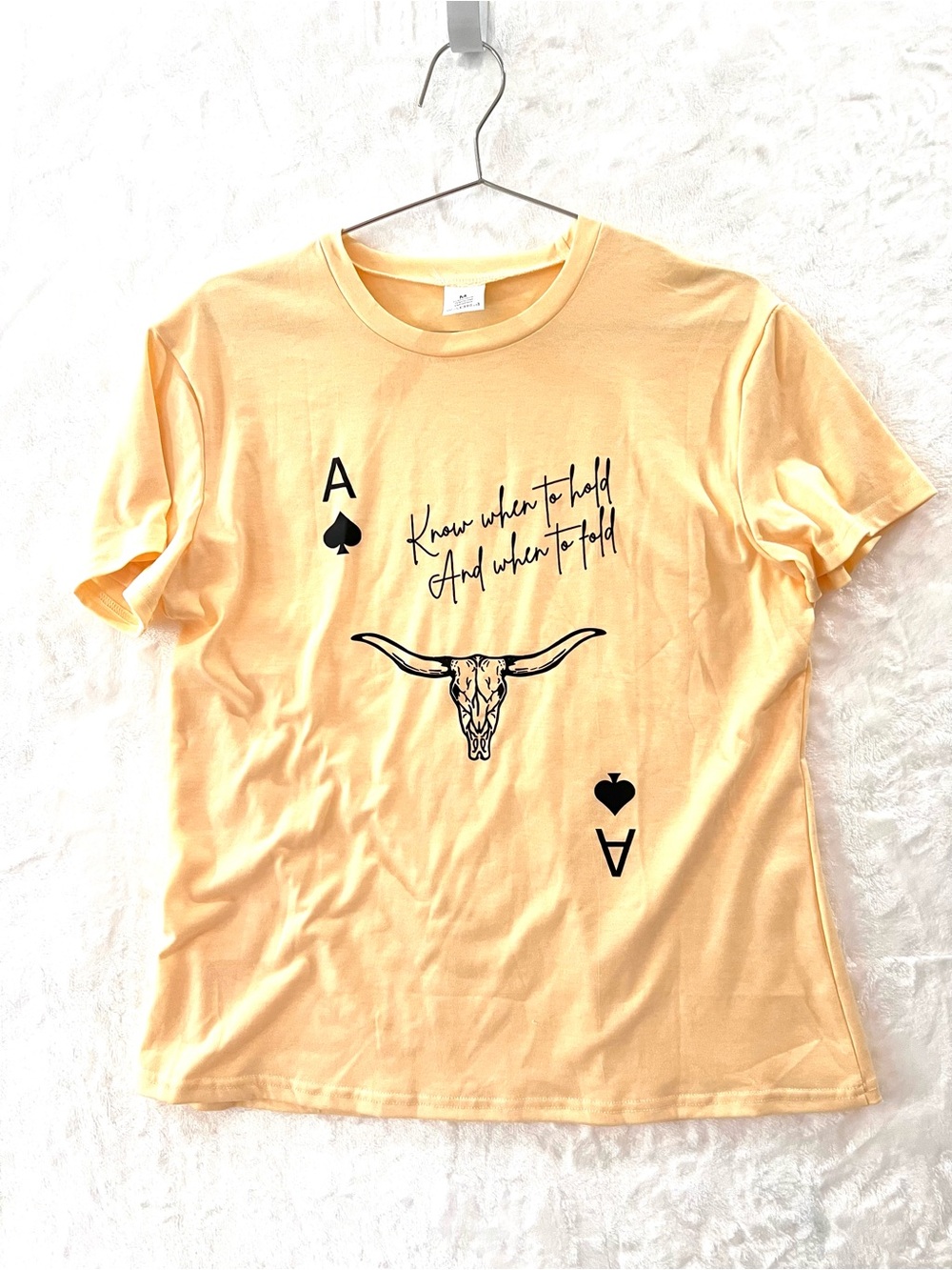 Yellow Graphic Women’s  T-Shirt with Longhorn Print size M